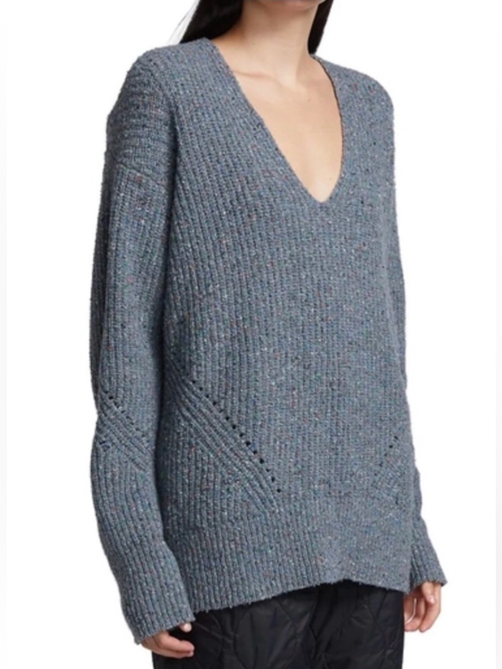 Rag & Bone Eco Donegal V neck sweater in dusty blue size S